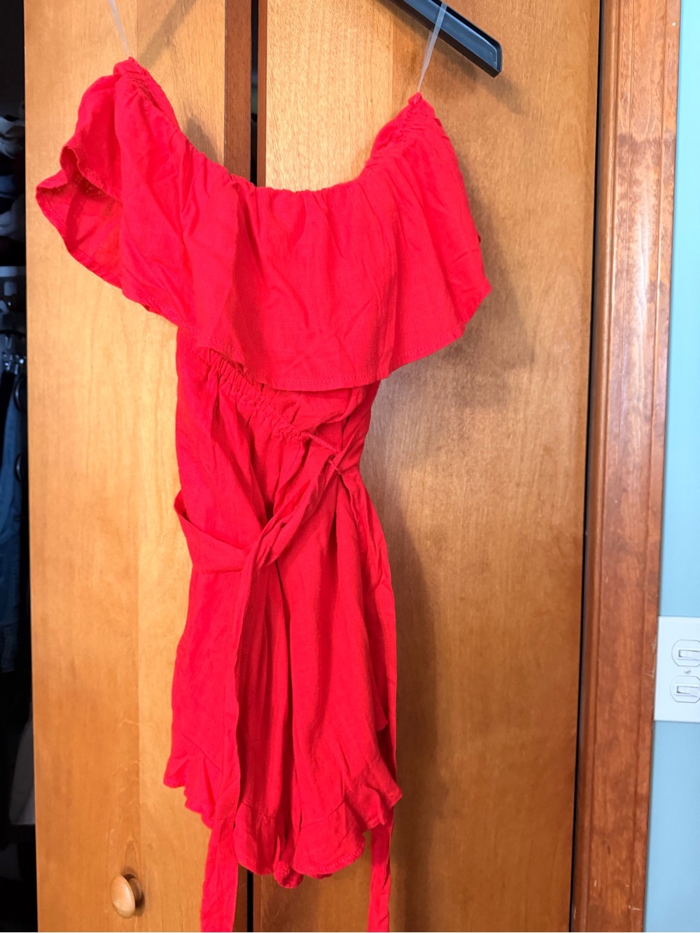 Cato Red Off-Shoulder Romper